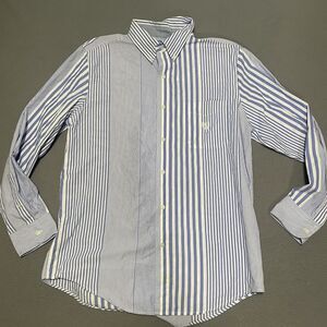 Chaps Shirt Mens‎ Medium Blue Striped Button Front Long Sleeve Easy Care Preppy